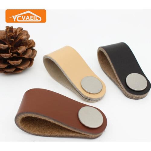 Genuine Leather Furniture Door Handles Handle for Interior Cabinet Knobs and Drawers Room Knob Indoor Closet Cupboard Dresser