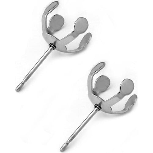Stainless Steel Earrings Post 4 Prong Flower Bezel 5mm 6mm 8mm 10mm Round Ball Pearl Stone Cabochon Bases stud Earrings Settings