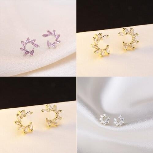 925 Sterling Silver Pin Pink Zircon Crystal Earrings, Cool and Cool, Personalized Ear Accessories, Add Charm