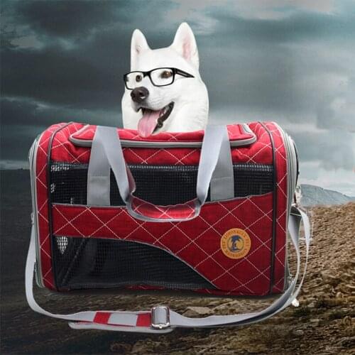 Shoulder pet bag Folding Portable Breathable Mesh airline approved Cotton Pet Carrier dog cat tote bag