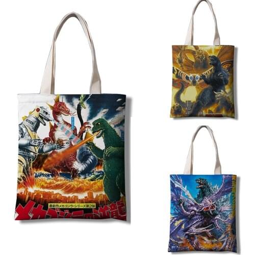 Godzilla Canvas Bag Tote Bag Movie Peripheral Eco Bag Lunch Bag Shopping Bag Unisex Christmas Birthday Gift Stylish Simplicity