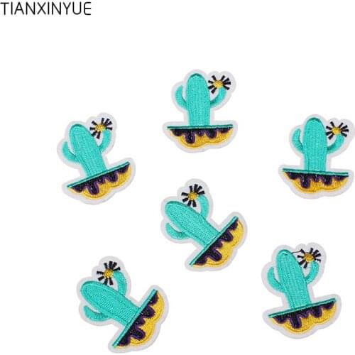 TIANXINYUE 20pcs/lot Cartoon Cactus patch iron on patch Motif sew on fabric iron on Applique DIY cloth accessory