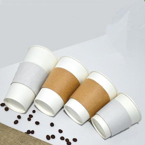 50pcs Thicken hot drink insulation cup 8oz 12oz 16oz disposable coffee cup BBQ afternoon tea milk tea soy paper cup with lid