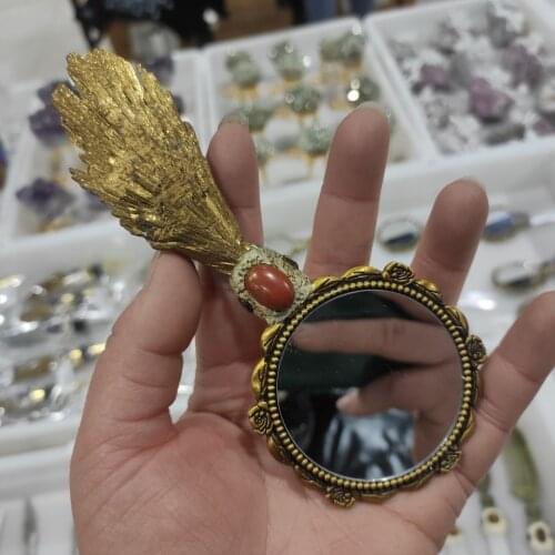 1pcs Vintage Carved Handheld Vanity Mirror Makeup Mirror Hand Mirror Handle SPA Salon Makeup Vanity Cosmetic Compact Mirror