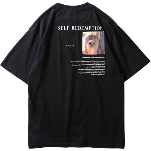 Self Redemption Patchwork Printed T-Shirt 2018 Hip Hop Short Sleeve Streetwear Tops Tees Fashion Skateboards Tshirts