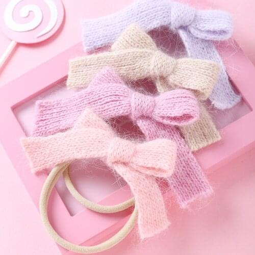 1Pcs Sweet Style Headband For Baby Girl Nylon Elastic Bow-not Hair Band Children Candy Color Headwrap Nice Gift Hair Accessories