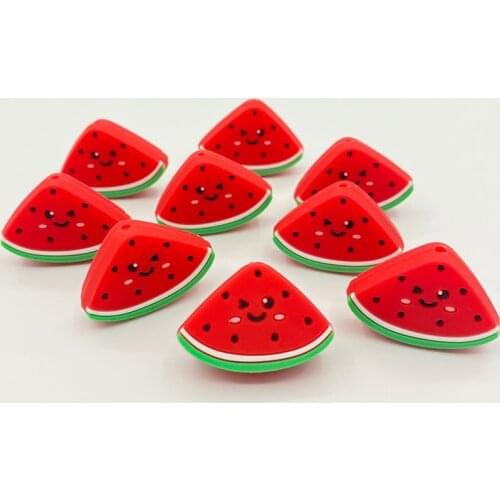 Baby Teether Watermelon Wholesale 10/20/50pcs Silicone Beads Rodent Teething Toy BPA Free DIY Necklace Pacifier Chain Parts