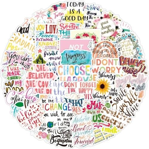 10/50pcs Inspirational English Phrases Graffiti Stickers Waterproof Suitcase Laptop Scooter Refrigerator Water Cup Stickers