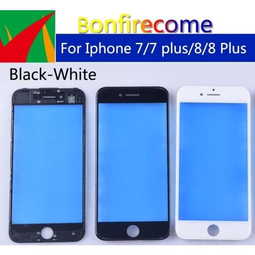 10pcs\lot For Iphone-7/7 plus/7plus/8/8 Plus/8plus LCD Front Touch Screen Glass Outer Lens Replacement with frame and OCA