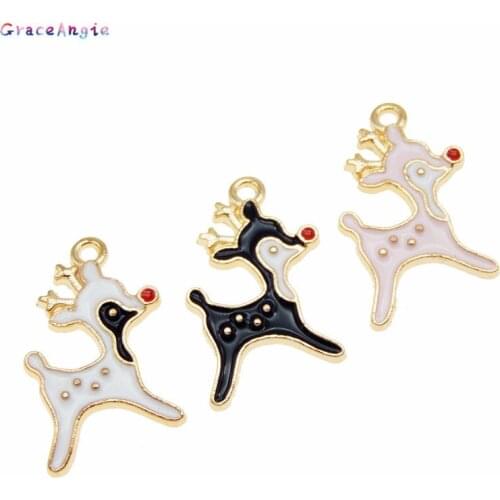 12pcs Mix Deer Charms Cute Elk Animal Enamel Pendant For Earrings 21*14mm mm Keychain Colorful Jewelry Findings Alloy Accessory