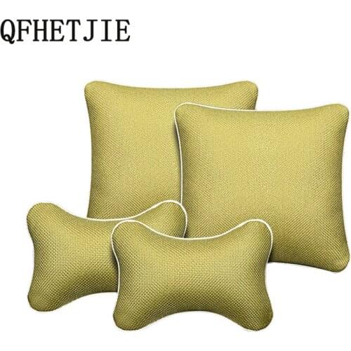 2+2PCS/set of Car Neck Pillows Comfortable General-purpose Single Headrest Suitable for Most Car Filling Fibers