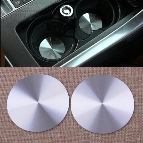 2pcs Silver Interior Water Cup Bottle Slot Bottom Pad Mat Cover Trim Fit For Jaguar F-Pace X761 XF XE 2016 2017