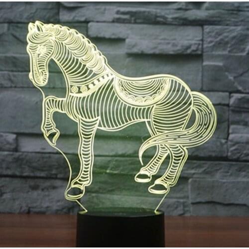 3D LED Night Light Horse zebra with 7 Colors Light for Home Decoration Lamp Amazing Visualization Optical Illusion Awesome