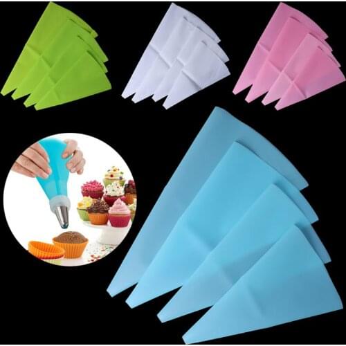 4pcs Silicone Reusable Icing Piping Cream Pastry Bag Cake Decorating Tools DIY