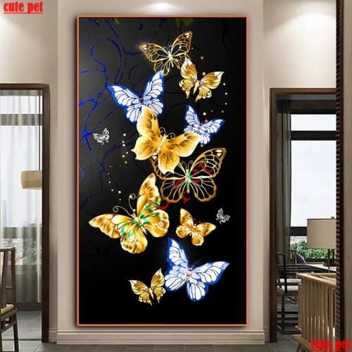 DIY Diamond Painting Metal butterfly Full Square Round Drill Rhinestone 5D Cross Stitch Embroidery Mosaic Kits Home decor large