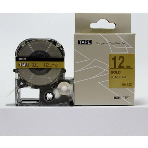 Free ship 3PK/lot KINGJIM SM12ZW black on Gold for labelworks SM12ZW compatible for LW-300 LW-400 labelling maker label tapes