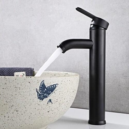 Free Shipping Stainless Steel Black Paint Faucet Bathroom Basin Faucet Blacked Hot Cold Mixer Tap Single Hole