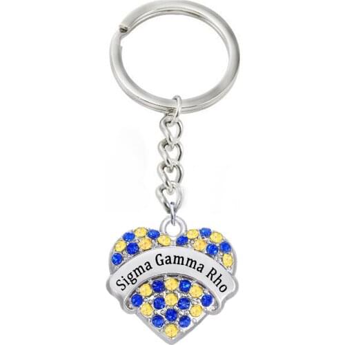 Double Nose Inlay metal Greek Letters Sigma gamma rho key chain fraternity sorority keychains keyring for university students