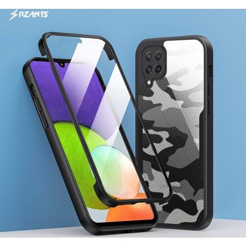 Rzants For Samsung Galaxy A22 M32 4G 5G Case [360 Full Body] Camouflage Clear Cover WITHOUT Built in Screen Protector Casing