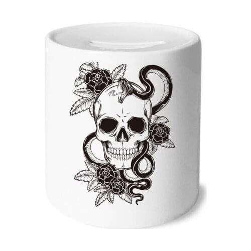 Animal Skull Snake Sketch Pattern Money Box Saving Banks Ceramic Coin Case Kids Adults