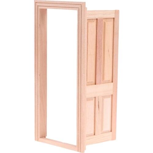 Hot sale 1/12 Dollhouse Miniature Wood Color 4 Panel Interior Wooden Door Window DIY Model Accessories Toys