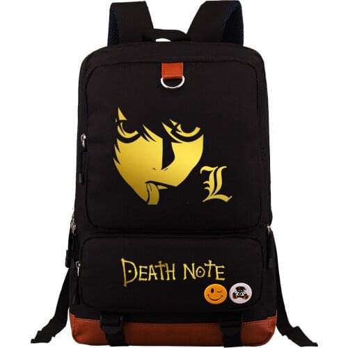 New Cute Gold Anime Death Note Prints Boys Girls Kids School Book Bags Women Bagpack Teenagers Canvas Men Laptop Travel Backpack