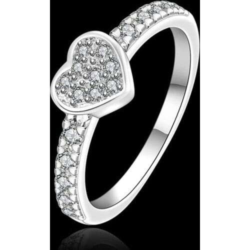 Ring Silver Plated Ring Silver fashion jewelry ring factory prices inlaid stone single Heart Ring /WIDJBSBF HBPYISLSR161