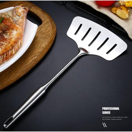 Cooking Utensils Kitchenware Stainless Steel Fish Turner Wooden Handle Steak Shovel Meat Spatula Restaurant Kitchen