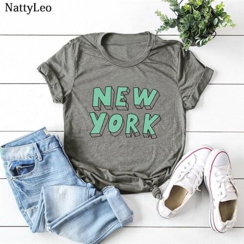 Summer Plus Size TShirt NEW YORK Print Shirts Short Sleeve Tees Women Graphic T Shirts 100%cotton Women Tops Sexy Streetwear
