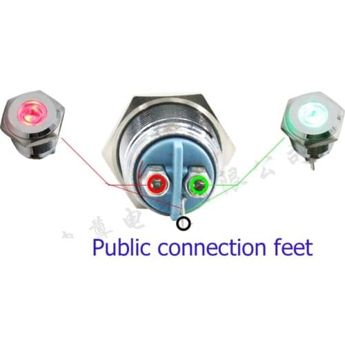 10 PCS 16 mm metal double Indicator light A total of the anode or A total of the cathode Red, green, double color 6V 12V 24V220V