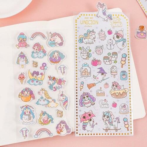 Kawaii Unicorn Scrapbooking Decorative Stickers Cute Cartoon Diary Journal Sticker Korean Stationery Office School Supplies