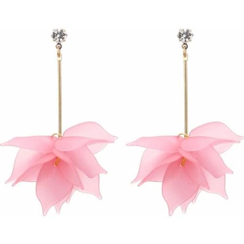 Fashion Women boho Flower Petal Charm Long Earrings Dangle Ear Studs Jewelry Gift female wedding earings party jewelry