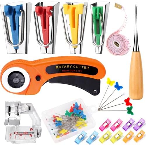 Imzay Bias Tape Makers Set-Sewing Fabric Bias Tape Making Kit Bias Tape Maker Tool 4 Sizes,DIY Patchwork Sewing Accessories Tool
