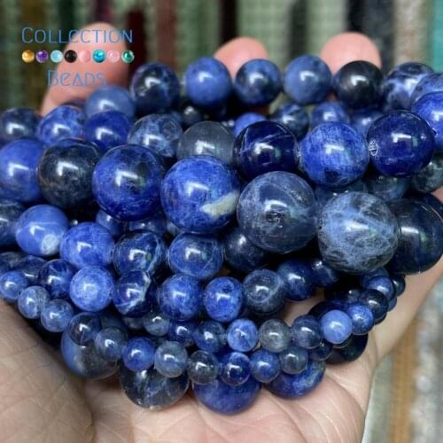 Natural Blue sodalite Stones Loose Round Beads For Jewelry Making 4-12 mm Diy Bracelets Accessories 15" Wholesale