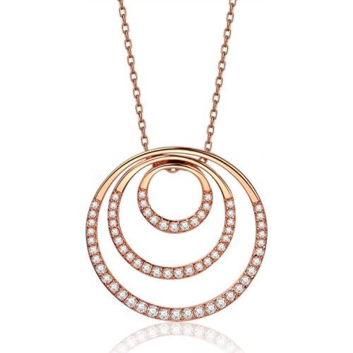 New Brand TracysWing Austrian AAA Zirconia Rose Gold Color Fashion Three Circle Pendant Necklace Vintage #307233r