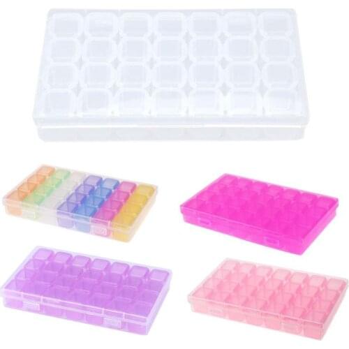 Plastic Empty Storage Box Individual with Cap Nail Art Rhinestones Decorations Jewelry Beads Display Organizer Case 28 Slots