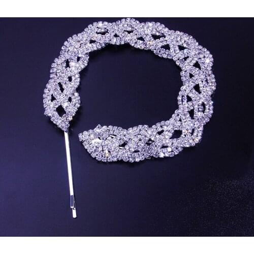 Hollow Shiny Rhinestone Long Strip Tassel Chain Hair Clips Headband Wedding Hair Comb Chain Hip Hop Hair Accessories Headwear