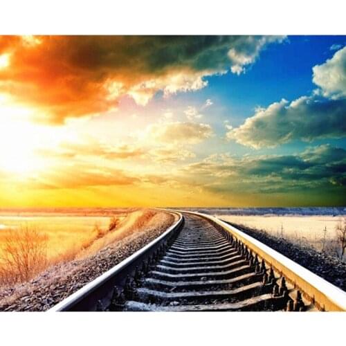 Frame Railway DIY Painting By Number Landscape Hand Painted Oil Painting Unique For Home Decoration 40x50cm Artwork