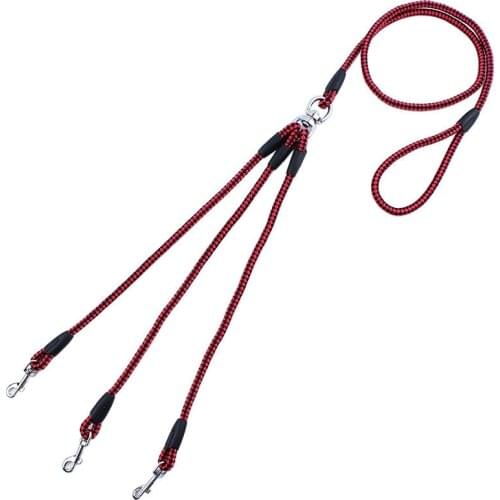 Heavy Duty 3 Way Dog Coupler Leash Splitter Triple No Tangle Nylon Pet Leash for Walking Three Dogs 3 in 1 Traction Rope