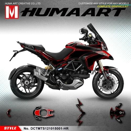 HUMAART Full Graphics Vinyl Sticker Custom Decal Kit for Ducati Multistrada 1200 MTS 2010 2011 2012 2013 2014 2015, Black Red