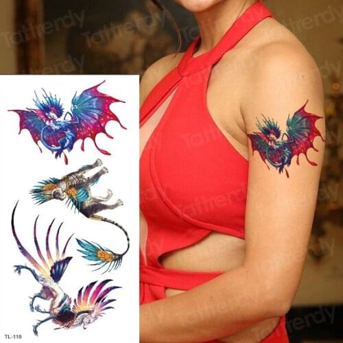 Temporary tattoo animals water transfer fake tattoo dragon dinosaur waterproof temporary tattoos for women sexy tatoo body art