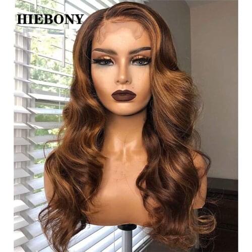 Highlight 4/27 Lace Front Human Hair Wigs with Baby Hair Brazilian Loose Wave 13x6 Highlight Wavy Lace Front Wigs Bleached Knots