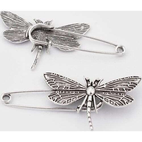 5pcs Antique Silver Color Vintage Dragonfly Brooches For Women Insect Brooch 40mm Fashion Dress Coat Accessories Jewelry