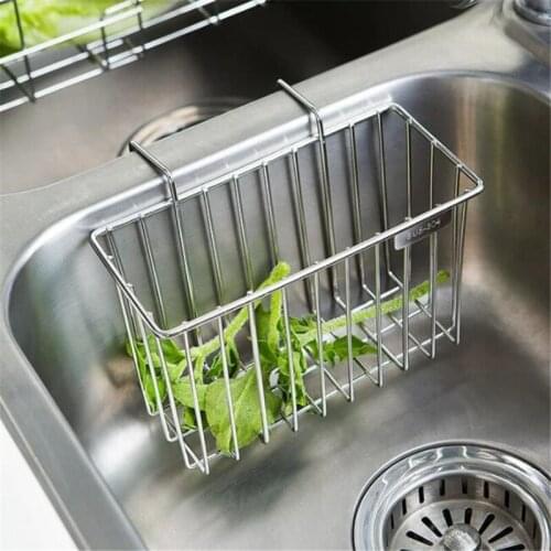 1PC Hanging Drying Basket Kitchen Wrought Stainles Steel Drain Rack Brush Sponge For Sink Storage Drainage Holder Organizer
