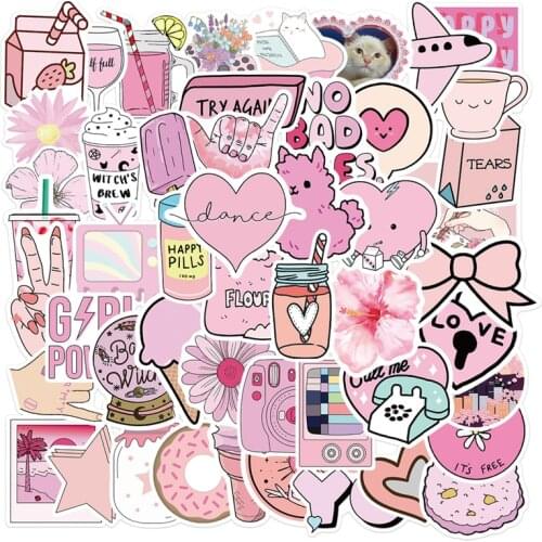 10/30/50 Pcs Pink Girl Cartoon anime Graffiti Stickers Suitcase Guitar Skateboard Headphones Keyboard Computer Notebook Stickers