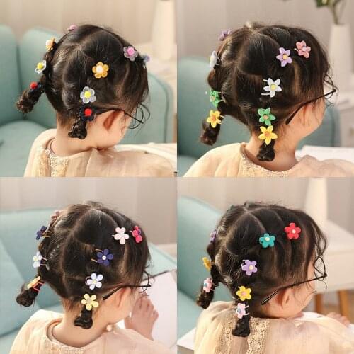 10Pcs Baby Hair Ropes Cartoon Fruits Flower Hair Bands Head Rope Elastic Hair Band Acrylic Children Girls Hair Accessories