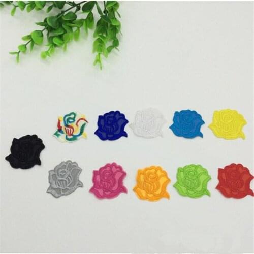 100pcs iron on Small rose cloth paste embroidery patch ironing dresses hotel tablecloth stickers cloth paste 4X 3cm BJ0154