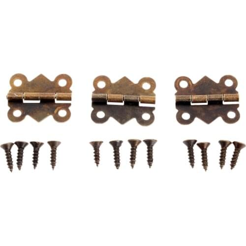 12pcs 20 x 17mm Jewelry Gift Wine Box Wood Dollhouse Door Hinge Mini Butterfly Furniture Hinge for Cabinet Drawer Jewelry Box
