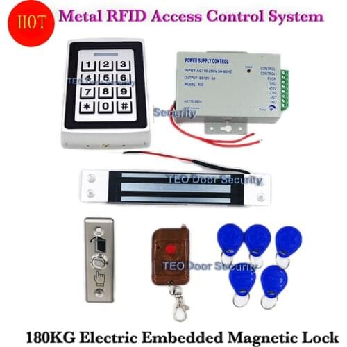 2000users Metal Standalone Access Controller with Keypad 180KG Embedded Electric Lock Maglocks Stainless Steel Push Button