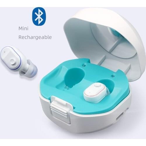 2021 Best Rechargeable Digital Wireless Hearing Aids with Bluetooth Hearing aids 4 Channels Mini ITC Sound Amplifier Portable